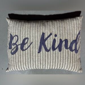 Chic Striped Accent Pillow with 'Be Kind' Embroidery